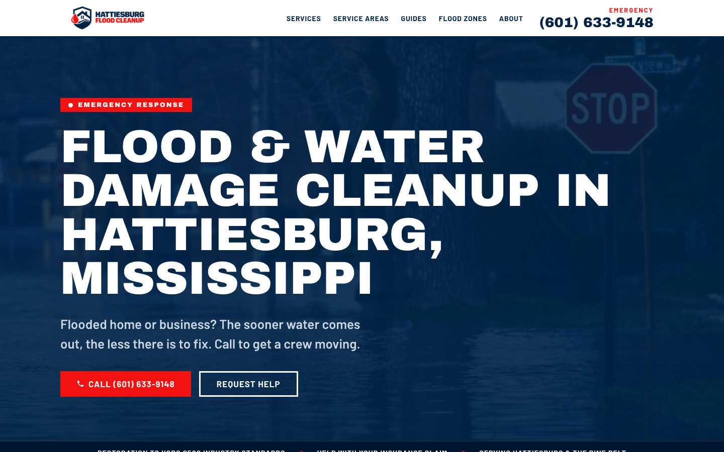 hattiesburgfloodcleanup.com home page